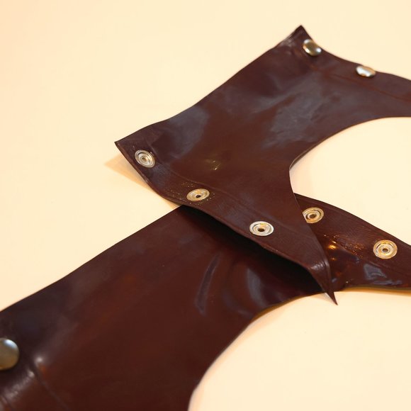 Westward Bound Detachable Cuffs for Swank Latex Shirt - Aubergine (Supatex Ruby) - Picture 1 of 2